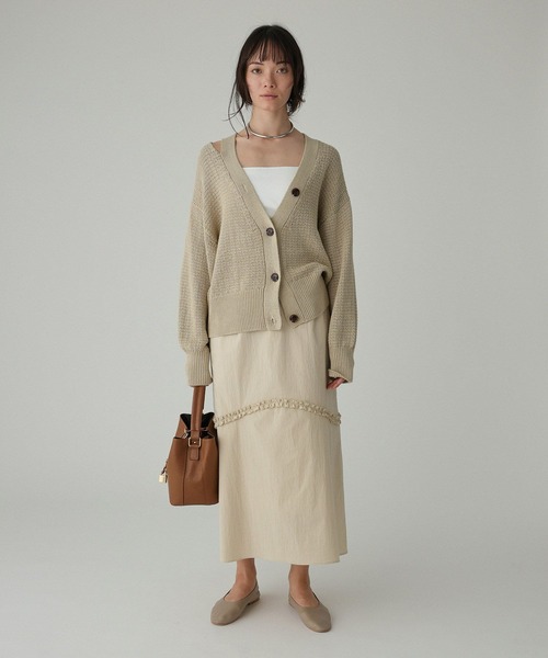 BABYLONE（バビロン）の「編み柄ニットカーデ（カーディガン/ボレロ・レディース・スモークピンク/サンドベージュ・フリー）」の18枚目の写真