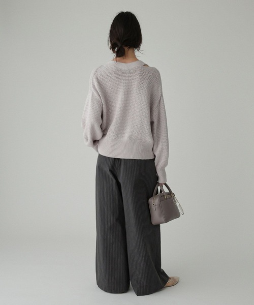 BABYLONE（バビロン）の「編み柄ニットカーデ（カーディガン/ボレロ・レディース・スモークピンク/サンドベージュ・フリー）」の13枚目の写真