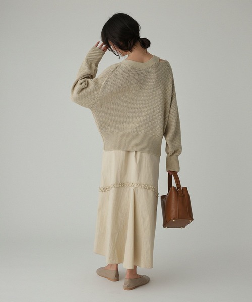 BABYLONE（バビロン）の「編み柄ニットカーデ（カーディガン/ボレロ・レディース・スモークピンク/サンドベージュ・フリー）」の20枚目の写真