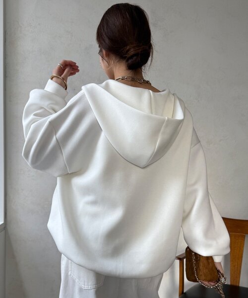 DouDou(ドゥドゥ)の「【WEB限定】パール+ロゴジップパーカー(Tシャツ/カットソー・レディース・チャコールグレー/グレー/オフホワイト・FREE)」の21枚目の写真