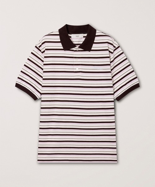 DUNST（ダンスト）の「【DUNST】UNISEX STRIPED POLO SHIRT/ ボーダー 襟付き ポロシャツ（ポロシャツ・レディース・ブラウン/ライトイエロー・S）」の18枚目の写真