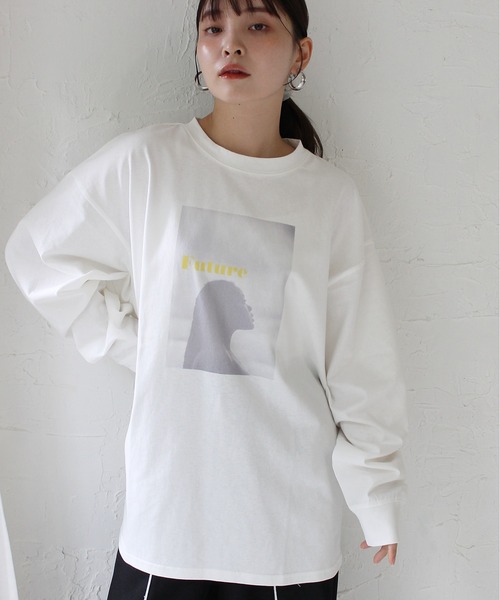 Meli rich（メリーリッチ）の「ウーマンプリント天竺ロンT（Tシャツ/カットソー・レディース・ホワイト系2/ホワイト系1/ホワイト系3・FREE）」の3枚目の写真