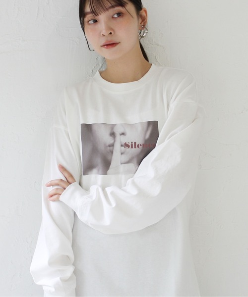 Meli rich（メリーリッチ）の「ウーマンプリント天竺ロンT（Tシャツ/カットソー・レディース・ホワイト系2/ホワイト系1/ホワイト系3・FREE）」の5枚目の写真