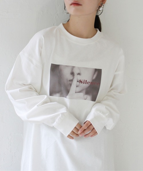 Meli rich（メリーリッチ）の「ウーマンプリント天竺ロンT（Tシャツ/カットソー・レディース・ホワイト系2/ホワイト系1/ホワイト系3・FREE）」の6枚目の写真