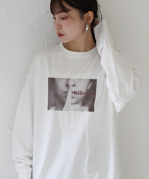 Meli rich（メリーリッチ）の「ウーマンプリント天竺ロンT（Tシャツ/カットソー・レディース・ホワイト系2/ホワイト系1/ホワイト系3・FREE）」の7枚目の写真