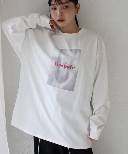 Meli rich（メリーリッチ）の「ウーマンプリント天竺ロンT（Tシャツ/カットソー・レディース・ホワイト系2/ホワイト系1/ホワイト系3・FREE）」の9枚目の写真