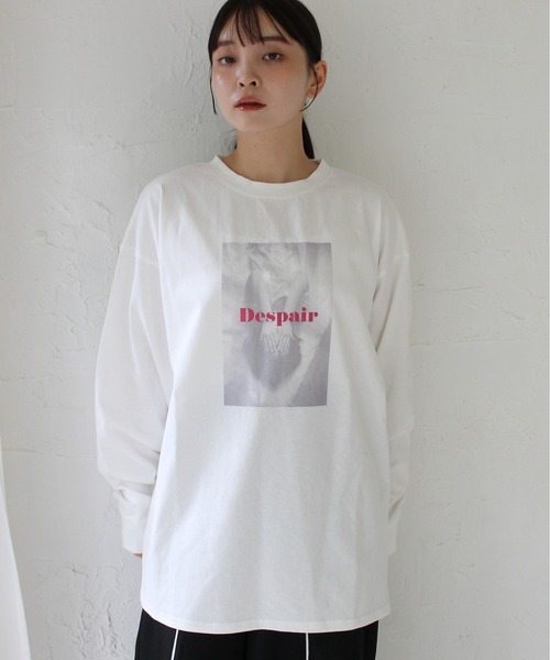 Meli rich（メリーリッチ）の「ウーマンプリント天竺ロンT（Tシャツ/カットソー・レディース・ホワイト系2/ホワイト系1/ホワイト系3・FREE）」の10枚目の写真