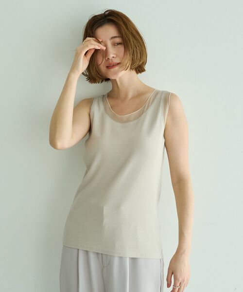 YECCA VECCA（イェッカヴェッカ）の「チュールMIXリブインナー（タンクトップ・レディース・アイボリー/ブラック/ベージュ・FREE）」の6枚目の写真