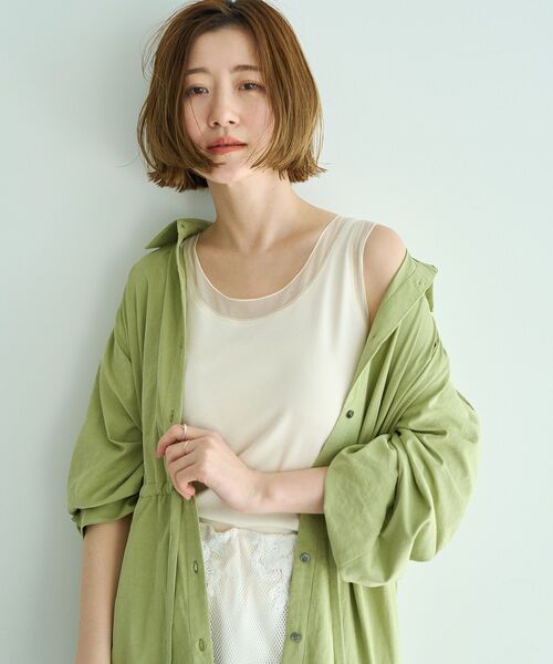 YECCA VECCA（イェッカヴェッカ）の「チュールMIXリブインナー（タンクトップ・レディース・アイボリー/ブラック/ベージュ・FREE）」の4枚目の写真