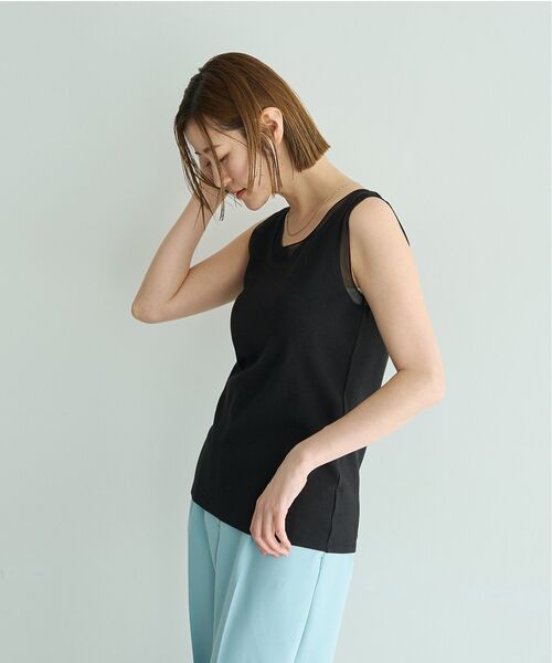 YECCA VECCA（イェッカヴェッカ）の「チュールMIXリブインナー（タンクトップ・レディース・アイボリー/ブラック/ベージュ・FREE）」の12枚目の写真