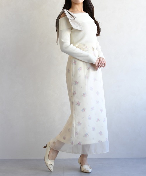 31 Sons de mode（トランテアン　ソン　ドゥ　モード）の「2026春夏新作 アシメリボンニットプルオーバー（ニット/セーター・レディース・ブラウン/ブラック/オフホワイト・ﾌﾘ-）」の6枚目の写真