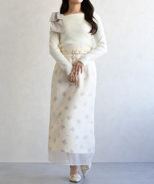 31 Sons de mode（トランテアン　ソン　ドゥ　モード）の「2026春夏新作 アシメリボンニットプルオーバー（ニット/セーター・レディース・ブラウン/ブラック/オフホワイト・ﾌﾘ-）」の8枚目の写真