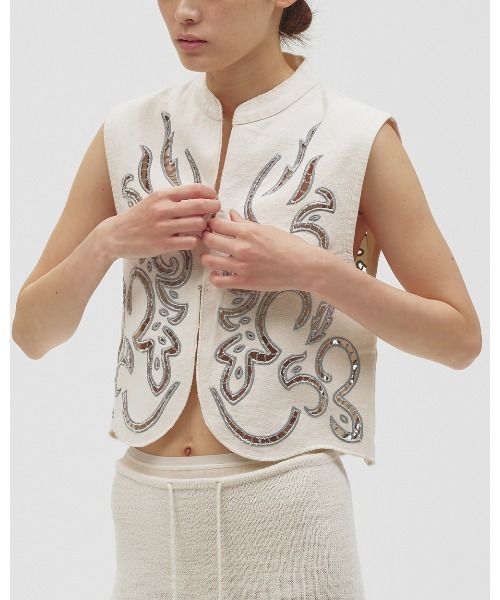 TODAYFUL(トゥデイフル)の「Cut Lace Twill Vest(ベスト・レディース・ブラック/キナリ・FREE)」の19枚目の写真