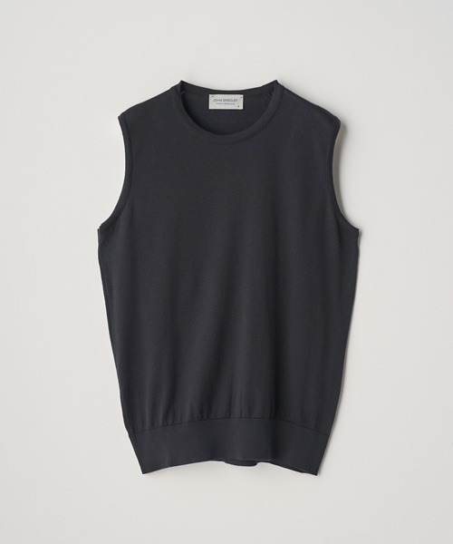 JOHN SMEDLEY(ジョンスメドレー)の「ノースリーブコットンニットプルオーバー(ニット/セーター・レディース・ブラック・M/S)」の1枚目の写真