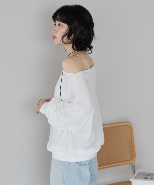 SOTT(ソット)の「シアー裏毛オフショルPO(Tシャツ/カットソー・レディース・オフホワイト/ブラック・FREE)」の6枚目の写真