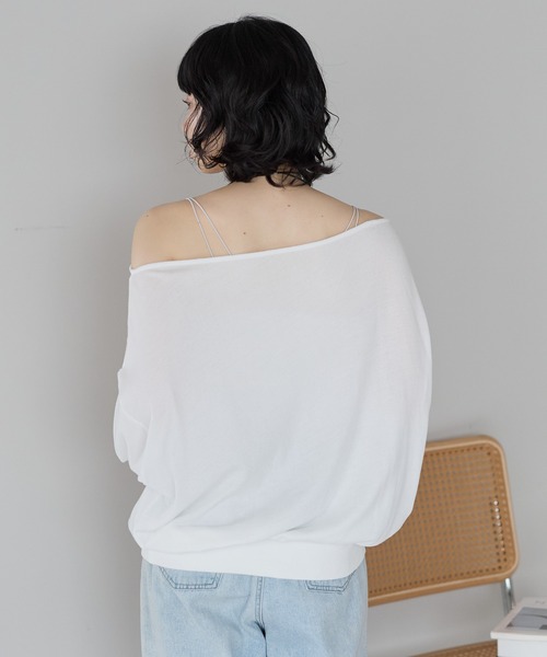 SOTT(ソット)の「シアー裏毛オフショルPO(Tシャツ/カットソー・レディース・オフホワイト/ブラック・FREE)」の8枚目の写真