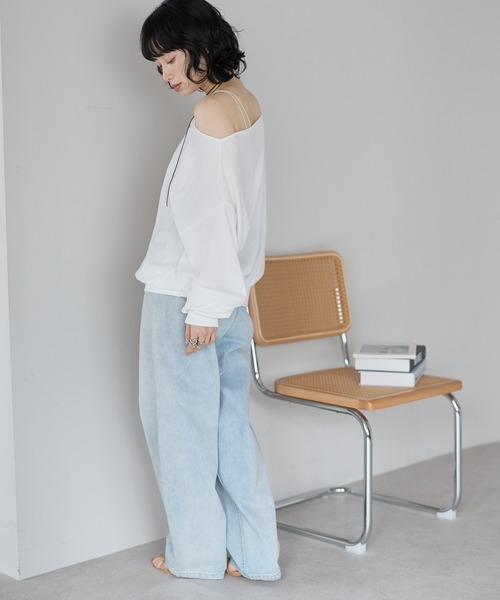 SOTT(ソット)の「シアー裏毛オフショルPO(Tシャツ/カットソー・レディース・オフホワイト/ブラック・FREE)」の13枚目の写真