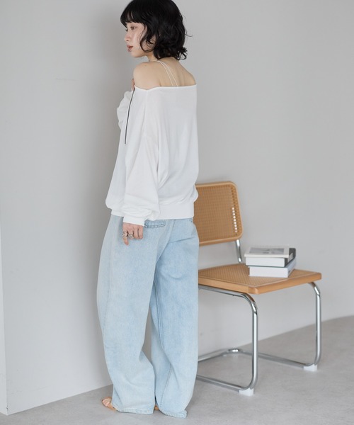 SOTT(ソット)の「シアー裏毛オフショルPO(Tシャツ/カットソー・レディース・オフホワイト/ブラック・FREE)」の14枚目の写真