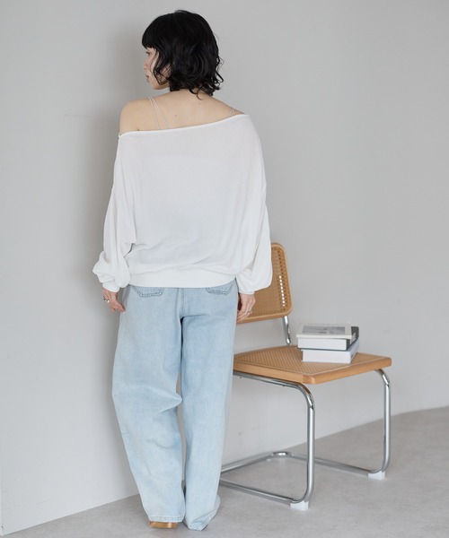 SOTT(ソット)の「シアー裏毛オフショルPO(Tシャツ/カットソー・レディース・オフホワイト/ブラック・FREE)」の15枚目の写真