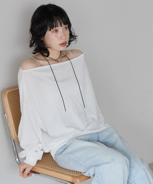 SOTT(ソット)の「シアー裏毛オフショルPO(Tシャツ/カットソー・レディース・オフホワイト/ブラック・FREE)」の16枚目の写真