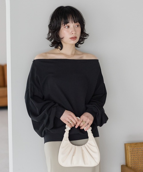 SOTT(ソット)の「シアー裏毛オフショルPO(Tシャツ/カットソー・レディース・オフホワイト/ブラック・FREE)」の19枚目の写真