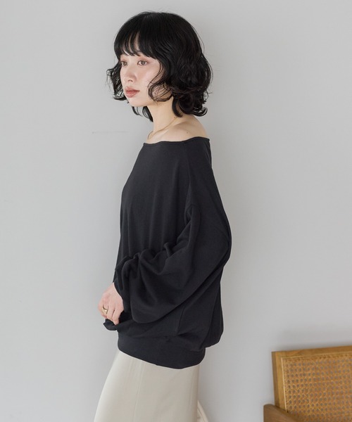 SOTT(ソット)の「シアー裏毛オフショルPO(Tシャツ/カットソー・レディース・オフホワイト/ブラック・FREE)」の20枚目の写真