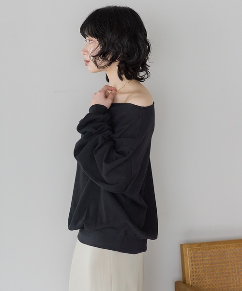 SOTT(ソット)の「シアー裏毛オフショルPO(Tシャツ/カットソー・レディース・オフホワイト/ブラック・FREE)」の21枚目の写真