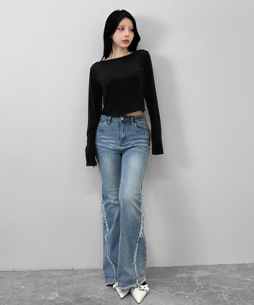 FOLLOWIN(フォロウィン)の「【FLW MADE/前後2way】ストラップ デザイントップス(Tシャツ/カットソー・レディース・ブラック・FREE)」の15枚目の写真