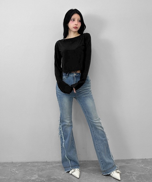 FOLLOWIN(フォロウィン)の「【FLW MADE/前後2way】ストラップ デザイントップス(Tシャツ/カットソー・レディース・ブラック・FREE)」の14枚目の写真