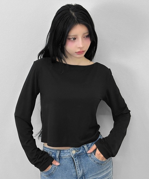 FOLLOWIN(フォロウィン)の「【FLW MADE/前後2way】ストラップ デザイントップス(Tシャツ/カットソー・レディース・ブラック・FREE)」の13枚目の写真