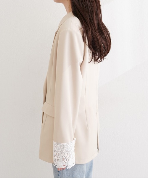 natural couture（ナチュラルクチュール）の「袖口レース付きジャケット（テーラードジャケット・レディース・ブラック/グレー/ネイビー/ベージュ・FREE）」の11枚目の写真
