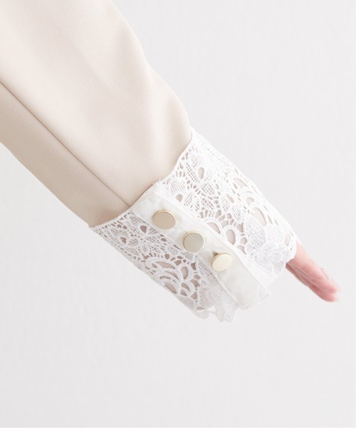 natural couture（ナチュラルクチュール）の「袖口レース付きジャケット（テーラードジャケット・レディース・ブラック/グレー/ネイビー/ベージュ・FREE）」の14枚目の写真