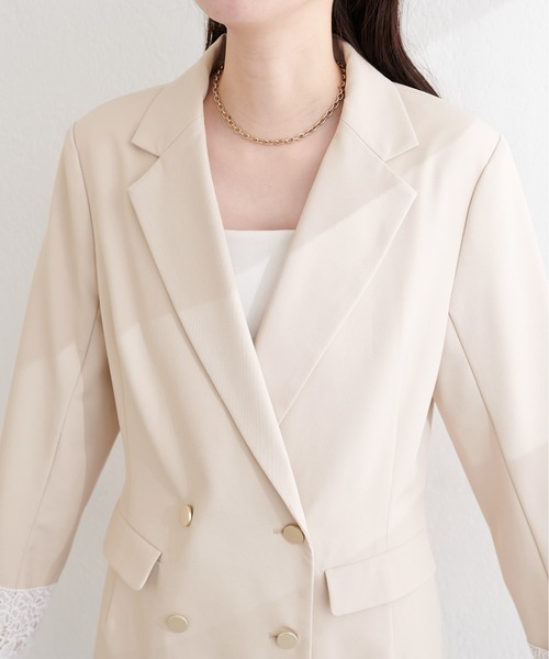 natural couture（ナチュラルクチュール）の「袖口レース付きジャケット（テーラードジャケット・レディース・ブラック/グレー/ネイビー/ベージュ・FREE）」の13枚目の写真
