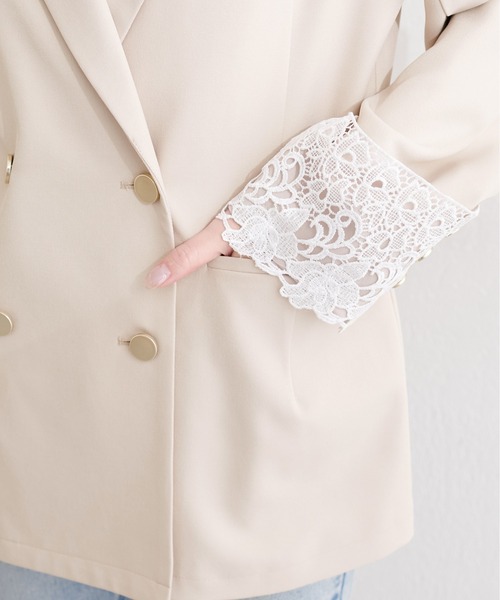 natural couture（ナチュラルクチュール）の「袖口レース付きジャケット（テーラードジャケット・レディース・ブラック/グレー/ネイビー/ベージュ・FREE）」の17枚目の写真