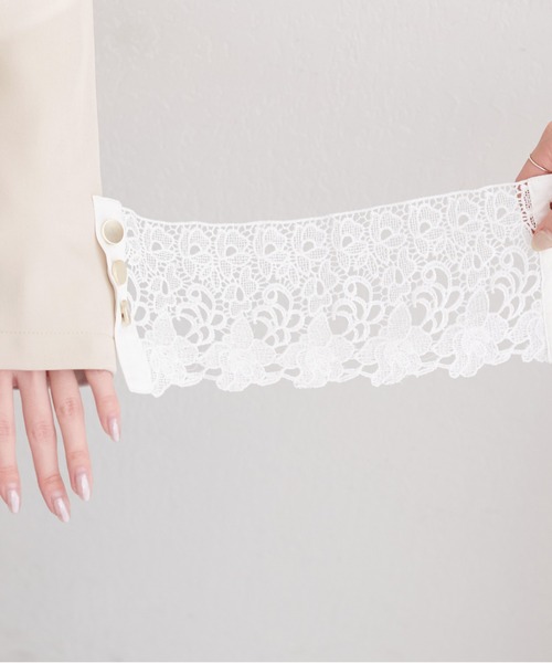 natural couture（ナチュラルクチュール）の「袖口レース付きジャケット（テーラードジャケット・レディース・ブラック/グレー/ネイビー/ベージュ・FREE）」の15枚目の写真