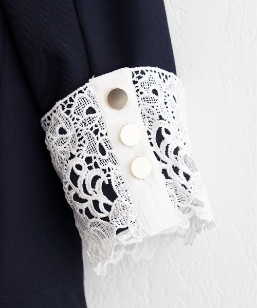 natural couture（ナチュラルクチュール）の「袖口レース付きジャケット（テーラードジャケット・レディース・ブラック/グレー/ネイビー/ベージュ・FREE）」の9枚目の写真
