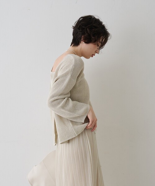 EMMA　ROUGE VIF（エマルージュヴィフ）の「【一部店舗限定】バックスリットゆるメッシュニット/春服/バッグシャン/大人カジュアル/手洗い可能（ニット/セーター・レディース・ベージュ/ピンク/セージグリーン・フリー）」の10枚目の写真