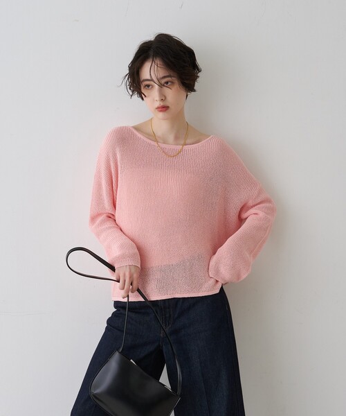 EMMA　ROUGE VIF（エマルージュヴィフ）の「【一部店舗限定】バックスリットゆるメッシュニット/春服/バッグシャン/大人カジュアル/手洗い可能（ニット/セーター・レディース・ベージュ/ピンク/セージグリーン・フリー）」の12枚目の写真