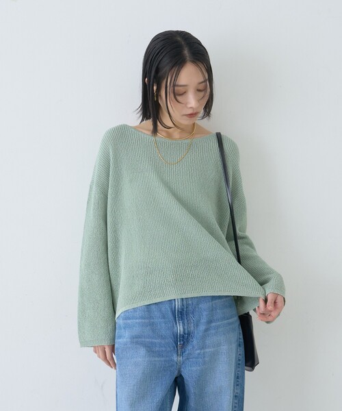 EMMA　ROUGE VIF（エマルージュヴィフ）の「【一部店舗限定】バックスリットゆるメッシュニット/春服/バッグシャン/大人カジュアル/手洗い可能（ニット/セーター・レディース・ベージュ/ピンク/セージグリーン・フリー）」の22枚目の写真