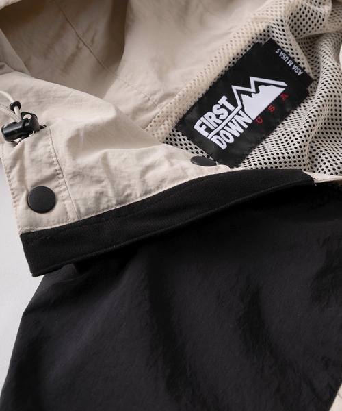 FIRST DOWN（ファーストダウン）の「【76】 【FIRST DOWN USA/ファーストダウン USA】ワンポイントロゴ刺繍 モータウンジャケット/マウンテンパーカー/ナイロンジャケット/ドローコード付/撥水（マウンテンパーカー・メンズ・オフホワイト/ブルー/ブラック系その他/ブラック/ブラック系その他2/グリーン/キャメル・M/L/XL）」の21枚目の写真