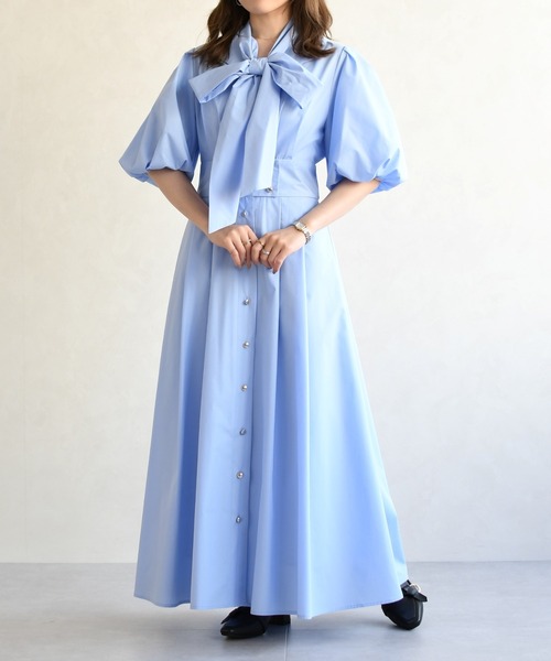 31 Sons de mode（トランテアン　ソン　ドゥ　モード）の「2026春夏新作 パフスリーブシャツワンピース（ワンピース・レディース・ベージュ/ネイビー/ピンク系/ブルー・S/M）」の4枚目の写真