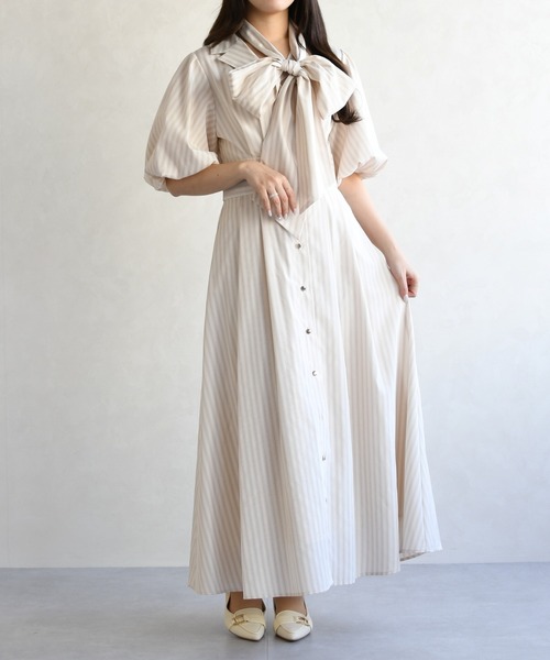 31 Sons de mode（トランテアン　ソン　ドゥ　モード）の「2026春夏新作 パフスリーブシャツワンピース（ワンピース・レディース・ベージュ/ネイビー/ピンク系/ブルー・S/M）」の21枚目の写真