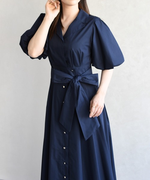 31 Sons de mode（トランテアン　ソン　ドゥ　モード）の「2026春夏新作 パフスリーブシャツワンピース（ワンピース・レディース・ベージュ/ネイビー/ピンク系/ブルー・S/M）」の14枚目の写真