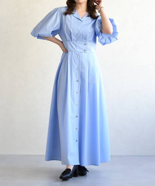 31 Sons de mode（トランテアン　ソン　ドゥ　モード）の「2026春夏新作 パフスリーブシャツワンピース（ワンピース・レディース・ベージュ/ネイビー/ピンク系/ブルー・S/M）」の16枚目の写真