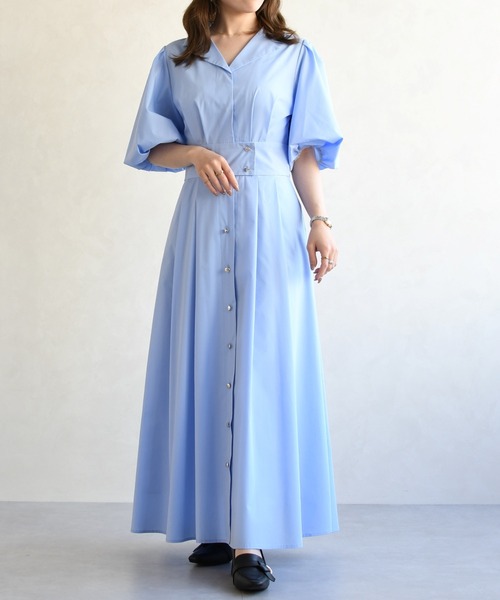 31 Sons de mode（トランテアン　ソン　ドゥ　モード）の「2026春夏新作 パフスリーブシャツワンピース（ワンピース・レディース・ベージュ/ネイビー/ピンク系/ブルー・S/M）」の6枚目の写真