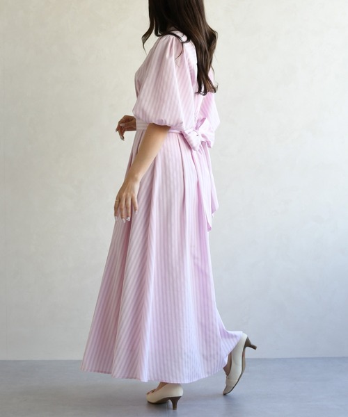 31 Sons de mode（トランテアン　ソン　ドゥ　モード）の「2026春夏新作 パフスリーブシャツワンピース（ワンピース・レディース・ベージュ/ネイビー/ピンク系/ブルー・S/M）」の8枚目の写真