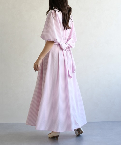 31 Sons de mode（トランテアン　ソン　ドゥ　モード）の「2026春夏新作 パフスリーブシャツワンピース（ワンピース・レディース・ベージュ/ネイビー/ピンク系/ブルー・S/M）」の9枚目の写真