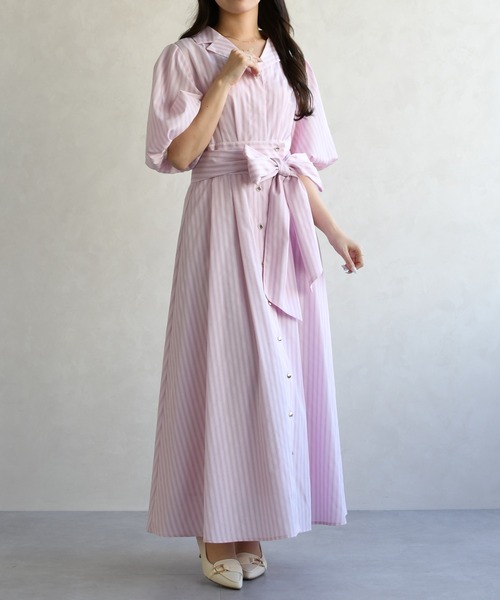 31 Sons de mode（トランテアン　ソン　ドゥ　モード）の「2026春夏新作 パフスリーブシャツワンピース（ワンピース・レディース・ベージュ/ネイビー/ピンク系/ブルー・S/M）」の10枚目の写真