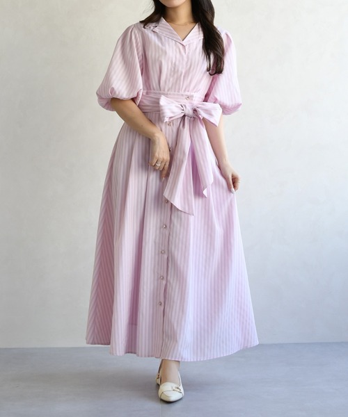 31 Sons de mode（トランテアン　ソン　ドゥ　モード）の「2026春夏新作 パフスリーブシャツワンピース（ワンピース・レディース・ベージュ/ネイビー/ピンク系/ブルー・S/M）」の11枚目の写真