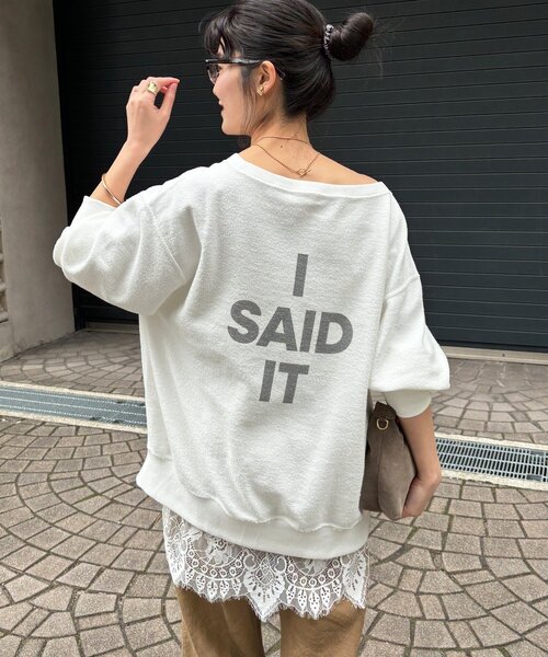 DouDou（ドゥドゥ）の「【インフルエンサーOKOCHI企画】リバーシブルロゴスウェット（Tシャツ/カットソー・レディース・ピンク/ネイビー/グレー/オフホワイト・FREE）」の2枚目の写真